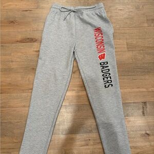 Wisconsin Badgers Gray Sweatpants – Men’s, Logo Print, Comfortable Fit